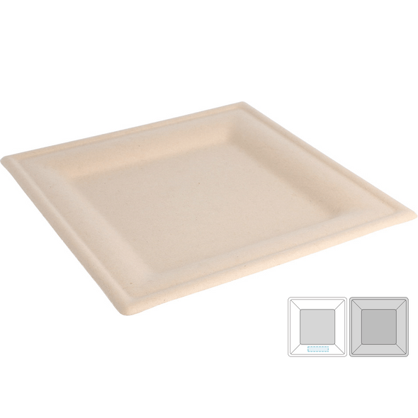 Square Plates "Bionic" Bagasse